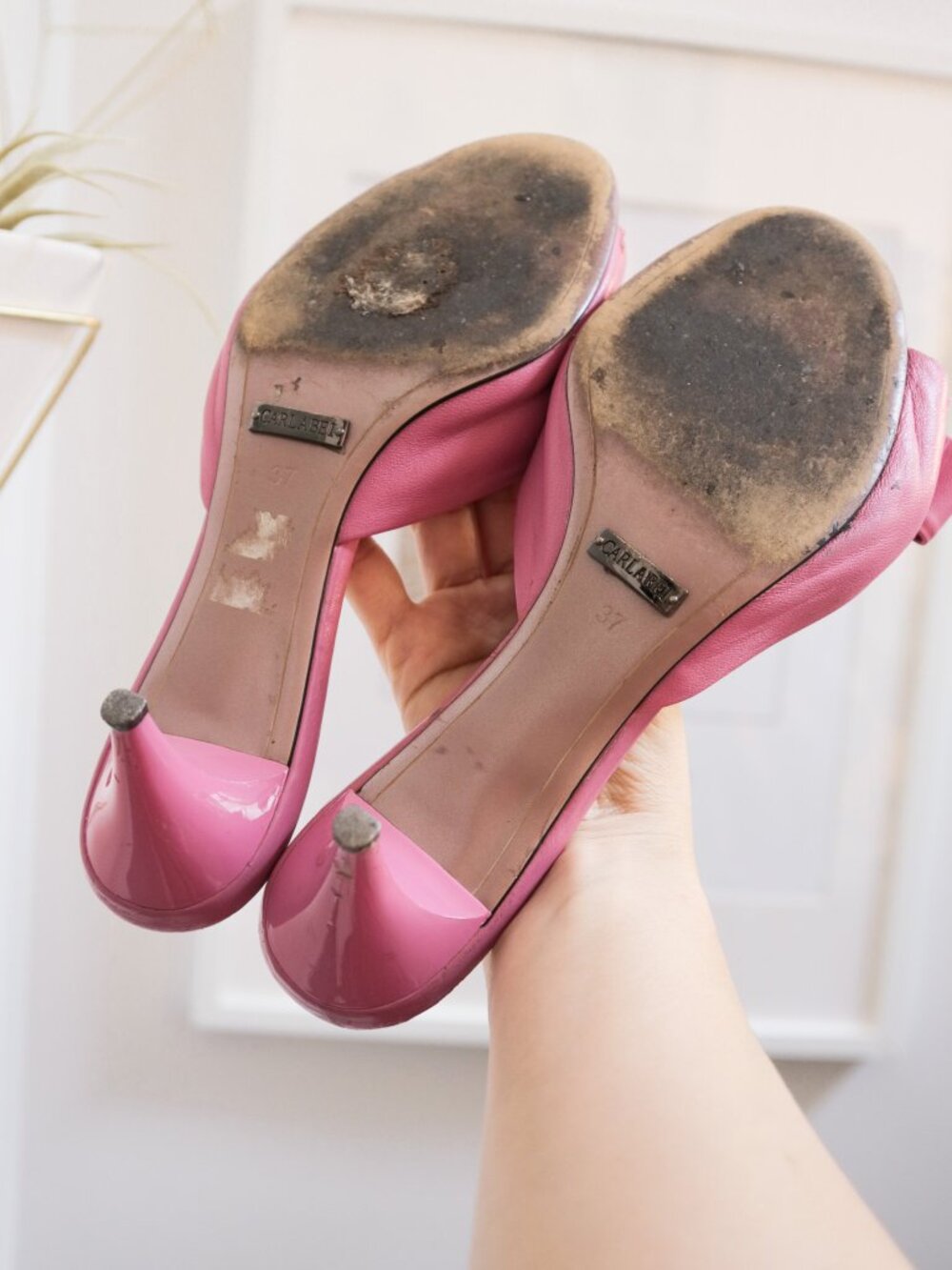 Medium Pink Faux Leather Bowknot Kitten Heels, Simple Solid, Spring Summer - Picture 12 of 13
